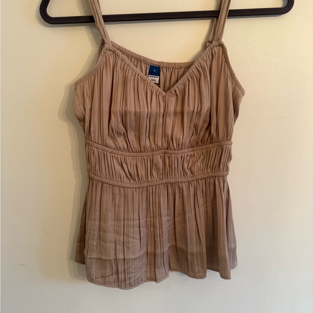 Old Navy Tan Ruched Smocked Camisole